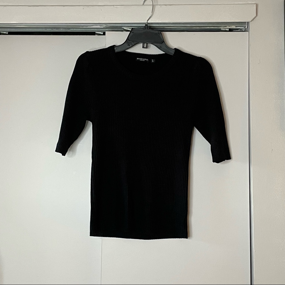 Half-sleeved Ripped Top